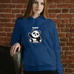 Povaxpo Women Navy Blue Graphic Hooded Sweatshirt-picture-28