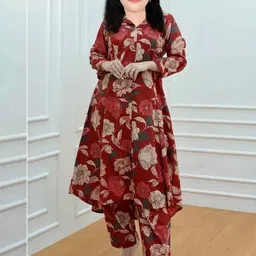 Bholukart Girls Floral Printed Regular Kurta with Trousers image 3