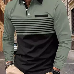 StyleCast x Revolte Men Striped Mandarin Collar T-shirt-picture-27