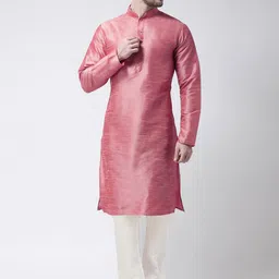 SG LEMAN Mandarin Collar Dupion Silk Straight Kurta With Pyjamas-picture-13