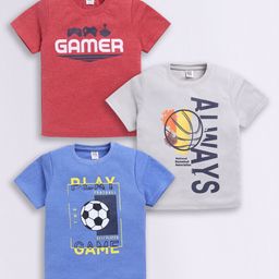 Here&Now X Game Begins Boys Assorted Pack Of 3 Typography Printed T-shirts-picture-45