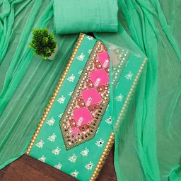 LeeliPeeri Designer Floral Printed Mirror Work Unstitched Dress Material-image-24