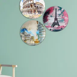 THE QUIRKY HOME 3Pcs White Where Art Meets Culture Printed Ceramic Decorative Wall Decor-image-13