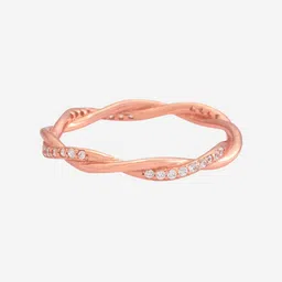 Kushal's Fashion Jewellery White Rose Gold-Plated Party 92.5 Sterling Silver Finger Ring image 4