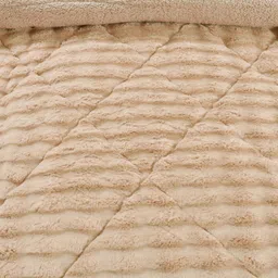 FABINALIV Beige Striped Woollen Heavy Winter Single Bed Quilt image 4