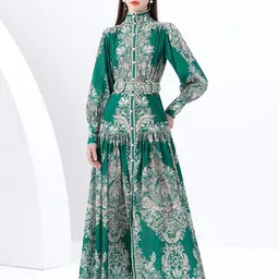 JC Collection Women Ethnic Motifs Print Belted Maxi Dress-picture-13