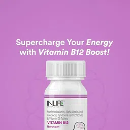 INLIFE Set Of 2 Vitamin B12 ALA Supplement For Energy And Metabolism- 60 Tab Each image 4