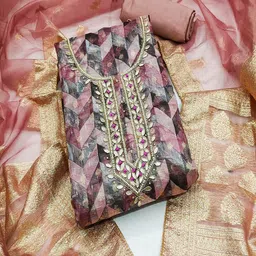 ASISA Embroidered Organza Unstitched Dress Material-picture-37