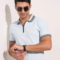 Peregrine by Pantaloons Men Solid Polo Collar Cotton T-shirt-image-33