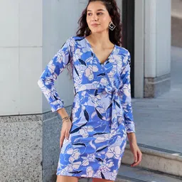 DressBerry Women Floral Print V-Neck Sheath Mini Dress-picture-10