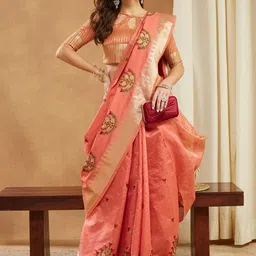 RAJGRANTH Ethnic Motifs Embroidered Silk Cotton Handloom Saree-image-38