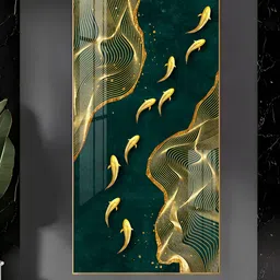 THE NEXT DECOR Oceanic Gold Fish Glass Finish Vertical Wall Art-picture-14