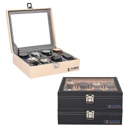 Kuber Industries 3-Pcs Black & Grey 8 Slots Wrist Watch Organisers image 1
