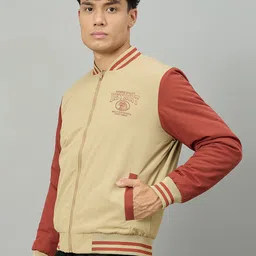 Duke Men Stand Collar Solid Reversible Bomber Jacket image 5