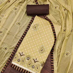 SAINOOR Paisley Embroidered Stone Work Pure Cotton Unstitched Dress Material-picture-47
