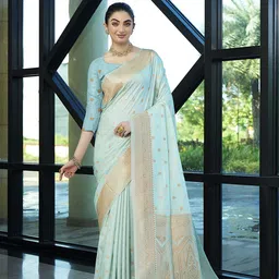 KAYOMMI Ethnic Motifs Zari Pure Silk Banarasi Saree-picture-29