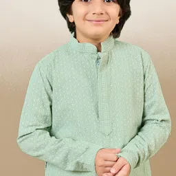 YK Boys Ethnic Motifs Embroidered Regular Chikankari Kurta with Patiala image 2