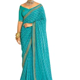 SANISA Bandhani Embroidered Poly Georgette Designer Bandhani Saree-picture-13