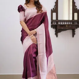 Moda Rapido Woven Design Silk Blend Handloom Banarasi Saree-image-43