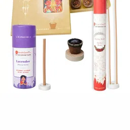 GaneshaSpeaks 95-Pcs Brown Guggal Dhoop Cup & Lavender Dhoop Sticks, Rose Incense Sticks image 1