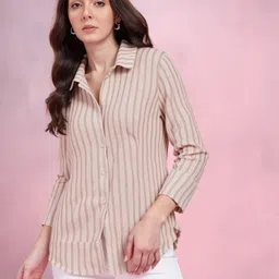 theclassictogs Women Regular Fit Self Design Button Down Collar Casual Shirt-picture-26