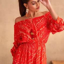 SAUNDH Off-Shoulder Printed Basic Jumpsuit image 3