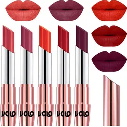 VOLO Set Of 5 Creme Matte Lipstick-Peach 33-Rose Pink38-Coral 39-Tomato Red 40-Wine 47 image 1