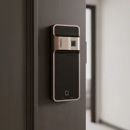 HAKEN SYSTEMS LLP Haken Rim Digital Door Lock 5-Way with Fingerprint, PIN, RFID, Key & Dual Auth (Champagne Gold) Smart Door Lock image 1