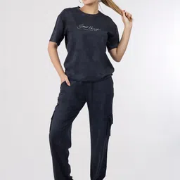 Wineberry Printed Round Neck T-Shirt With Trousers Co-Ords image 5