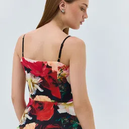 COVER STORY Women Floral Print Shoulder Straps Peplum Top image 4