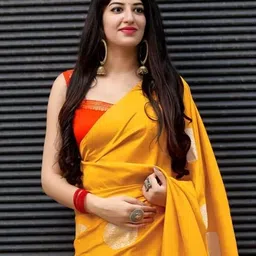 Moda Rapido Woven Design Zari Silk Blend Handloom Banarasi Saree image 3