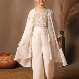 FASHION DREAM Girls Floral Embellished Sweetheart Neck Straight Top With Palazzo-picture-48