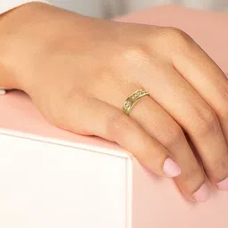 KISNA DIAMOND AND GOLD JEWELLERY Women18Kt Yellow Gold- Plated Finger Ring-picture-0
