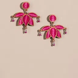 WHE Artificial Beads Beaded Lotus Shaped Drop Earrings-picture-29