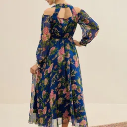 Antheaa Floral Print Chiffon A-Line Midi Dress image 2