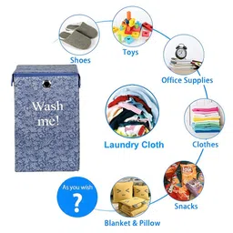 Kuber Industries  White & Navy Blue 4 Pieces Printed Foldable Laundry Bags image 5