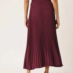 WISSTLER Accordion Pleats Mid-Rise Maxi Flared Skirt image 2