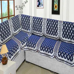 Fashion Throw Blue & White Printed Jacquard Sofa Cover-picture-25