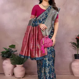 DIVASTRI Ethnic Motifs Zari Art Silk Heavy Work Kanjeevaram Saree image 5