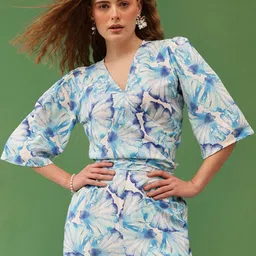 all about you Women Floral Printed Flared Sleeve Wrap Top-picture-20