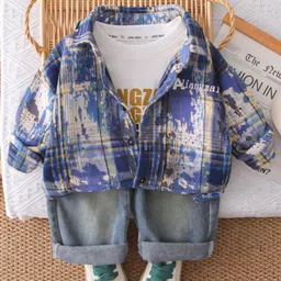 Googo Gaaga Boys Printed Pure Cotton Shirt With T-Shirt & Trouser-picture-41