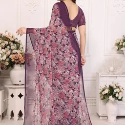 MAHALASA Floral Printed Pure Georgette Saree image 4