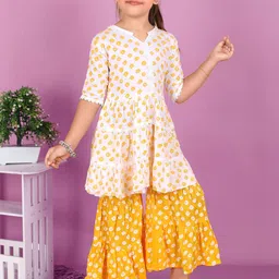 rktm Girls Ethnic Motifs Printed Regular Kurta with Sharara image 3