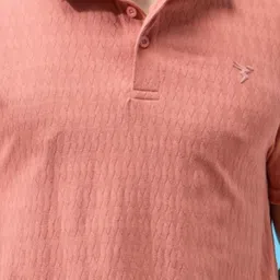 Technosport Geometric Textured Anti Static Jacquard Slim Fit Sports T-shirt With Cotflex image 5