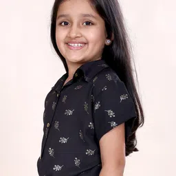 KiddoPanti Girls Shirt Collar Floral Print Shirt Style Top image 2