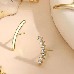 VAMA Set Of 5 18K Gold-Plated Leaf Shaped Anti Tarnish Studs image 4