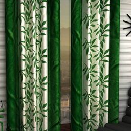 BELLA TRUE Green & White 2 Pieces Floral Printed Window Curtains-picture-11