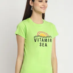 Tromko Women Pack of 3 Typography Printed Round Neck Cotton Regular Fit T-shirts image 2