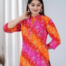 TANISHA Print Mandarin Collar Puff Sleeve Top-picture-26