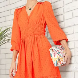 DressBerry Sun-Kissed Style Dobby Weave Smocked A-Line Dress-picture-23